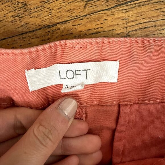 LOFT the washed twill short orange high waisted summer shorts denim pockets casu - Picture 3 of 5